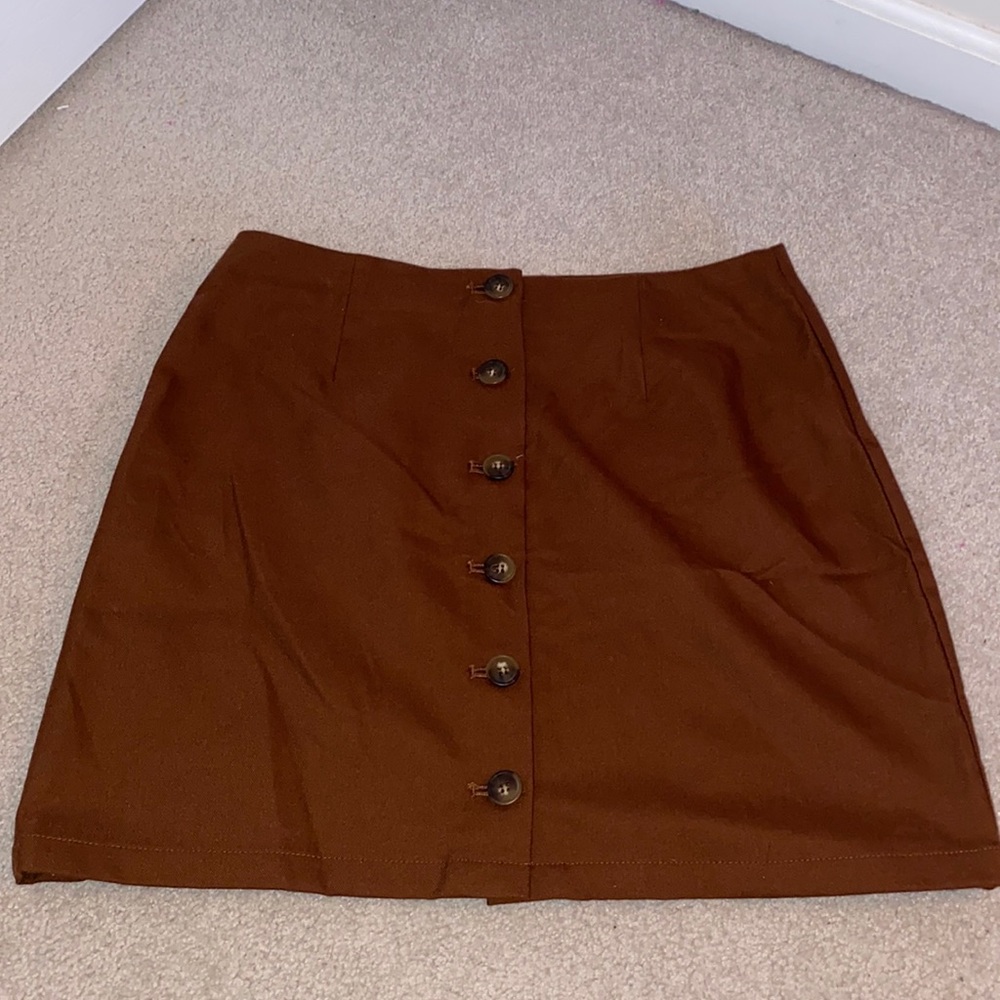 Brown Button-down Skirt